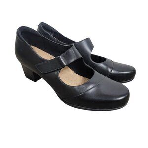 Clarks Artisan Shoes Womens 10 Rosalyn Wren Mary Jane Pumps Black Leather Heels